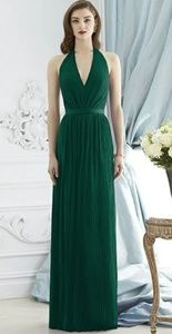 Hunter green halter style chiffon bridesmaid dress